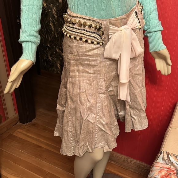 Gizia metallic linen embellished belt high low skirt EU 36 - Picture 11 of 15